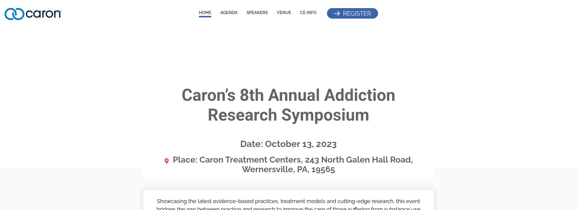 Caron’s 8th Annual Addiction Research Symposium